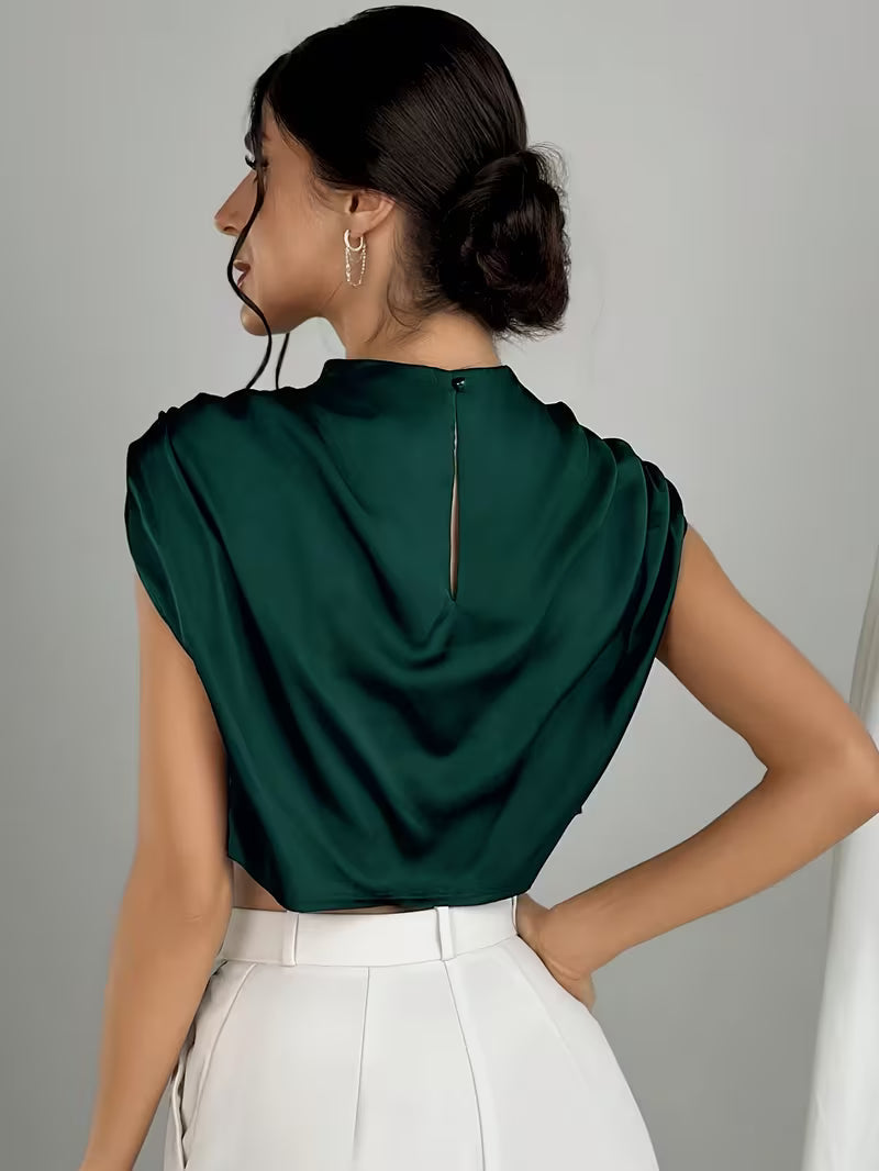 Blusa drapeada de satén Silque