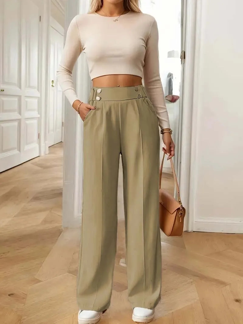 Pantalones Margaux con cinturilla abotonada