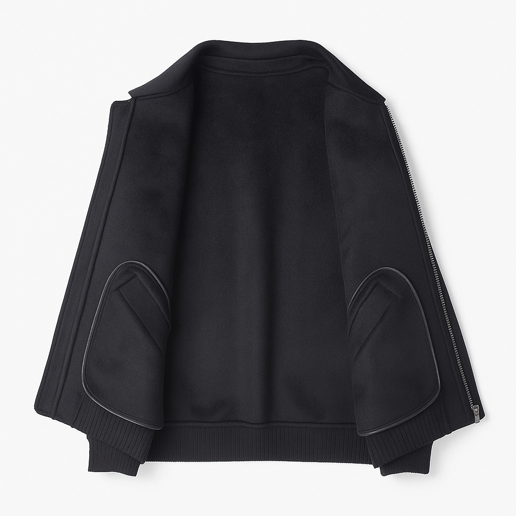 Chaqueta bomber de lana con solapa