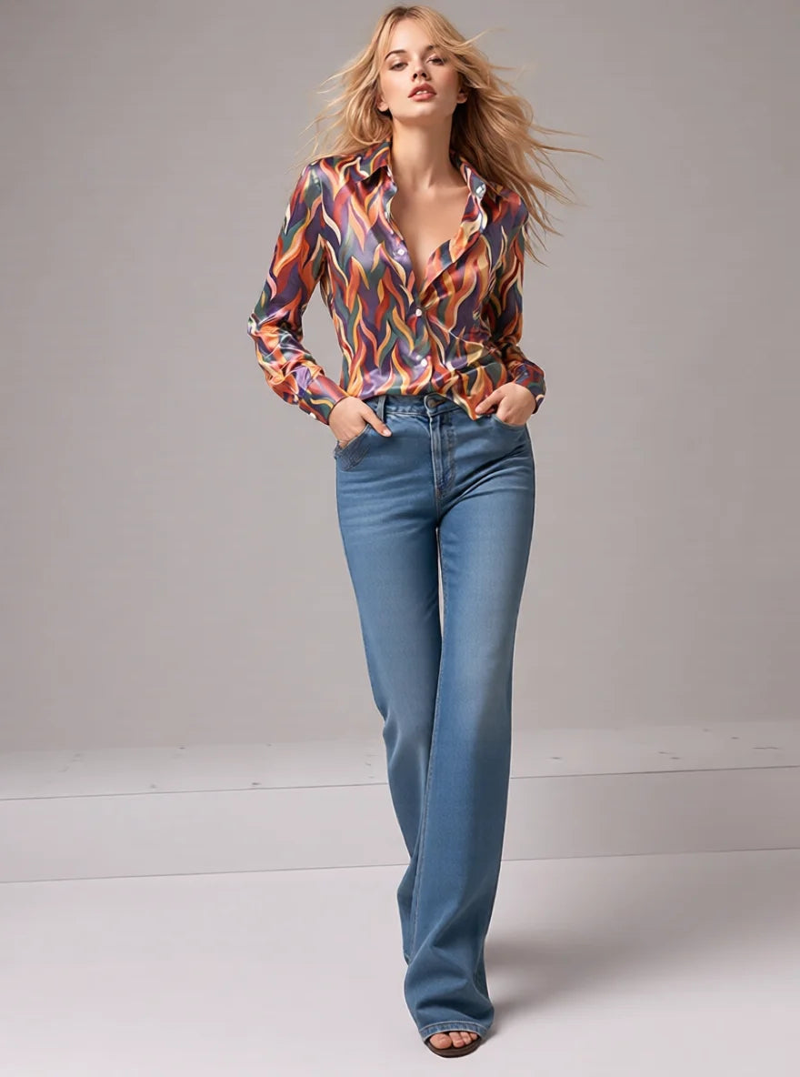 Blusa de satén «Muse Abstract»