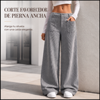 Pantalón de pierna ancha para mujer, corte relajado casual