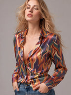 Blusa de satén «Muse Abstract»