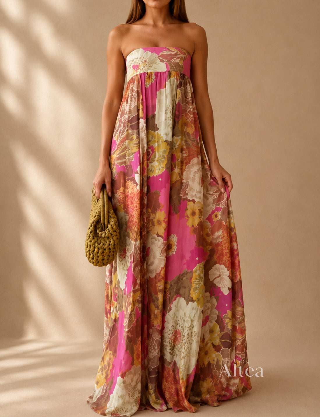 Adriana Vestido Maxi Floral de Un Hombro