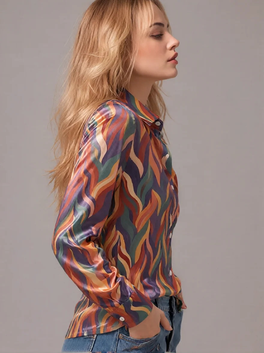 Blusa de satén «Muse Abstract»