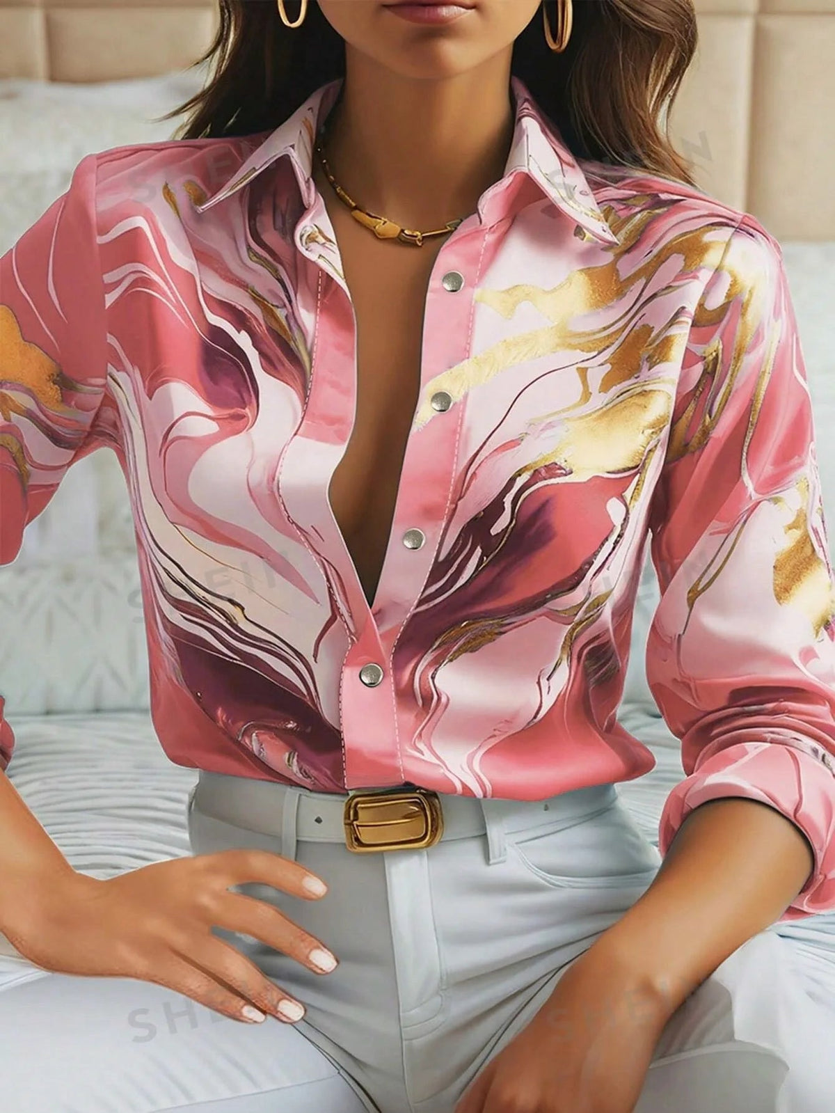 Blusa «Aviana» de mármol satinado