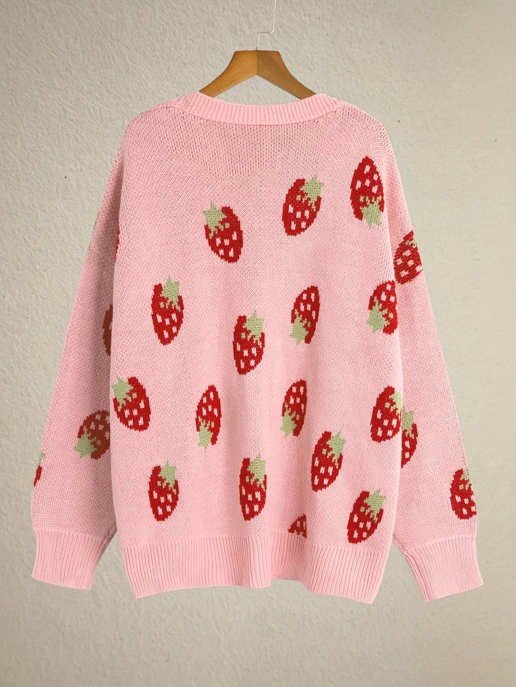 Cárdigan de Punto con Motivo de Fresas