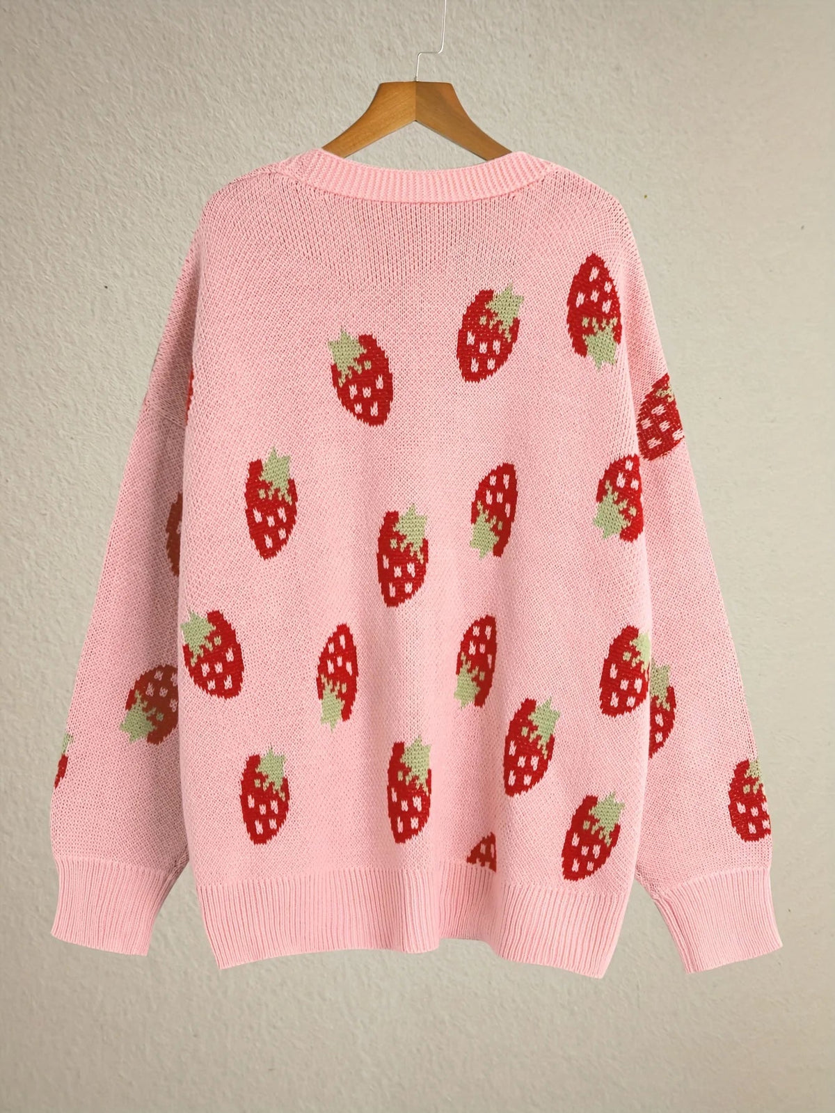 Cárdigan de Punto con Motivo de Fresas