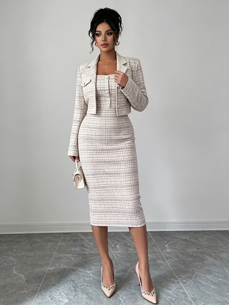Conjunto de tweed a cuadros Beverly