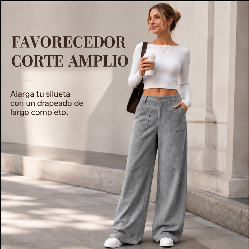 Pantalón de pierna ancha para mujer, corte relajado casual