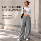 Pantalón de pierna ancha para mujer, corte relajado casual