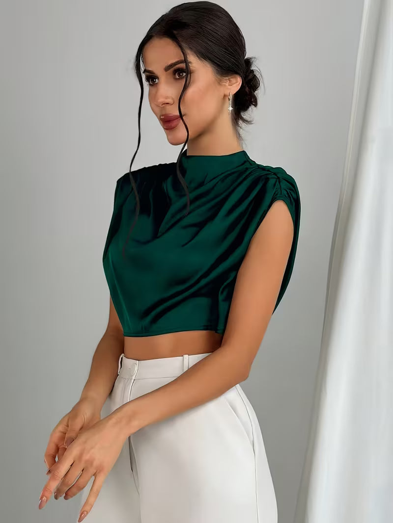 Blusa drapeada de satén Silque