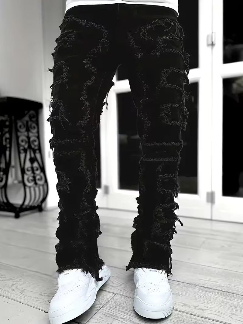 Pantalones vaqueros desgastados con efecto de capas