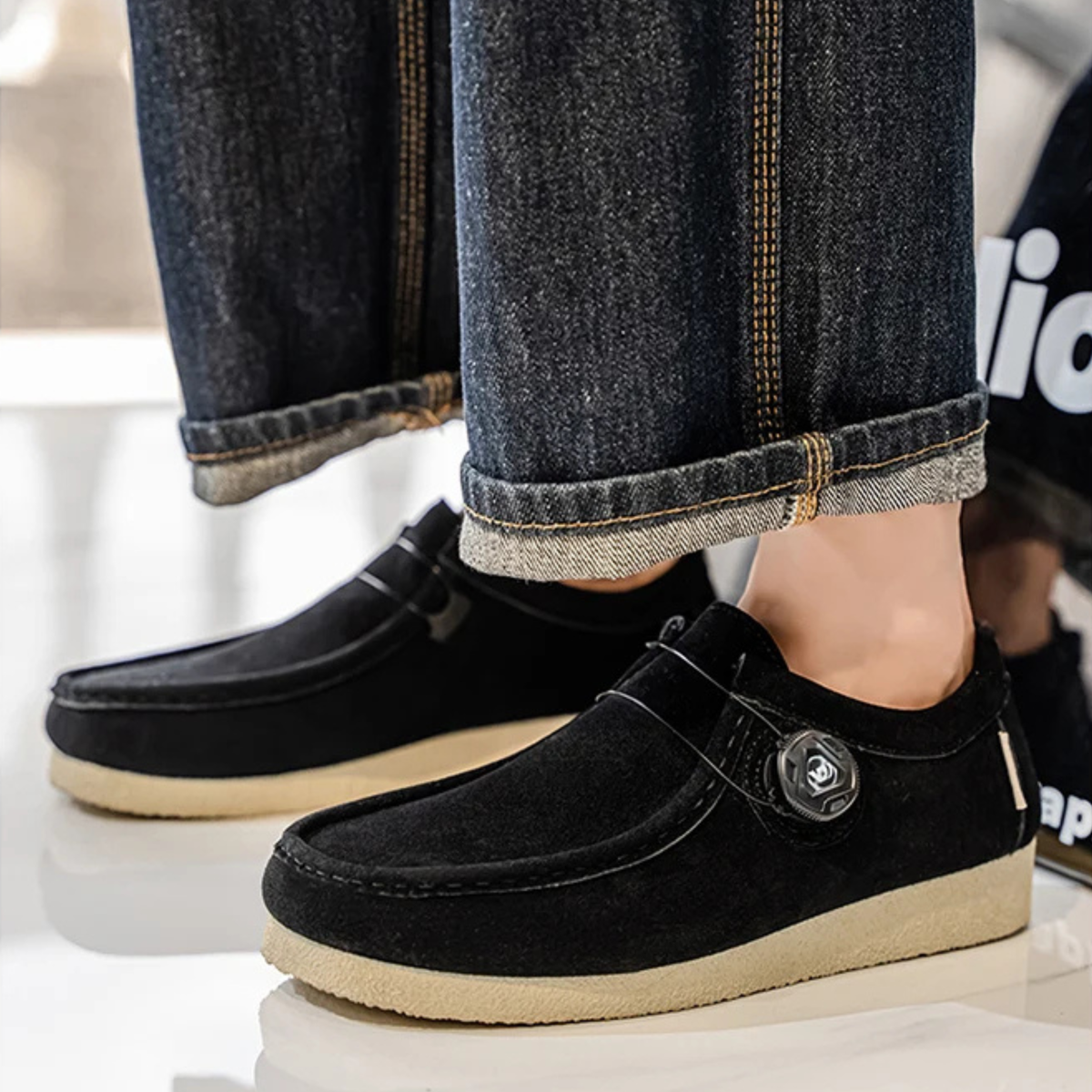Mocasines de ante sin cordones