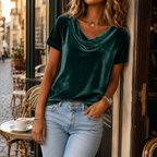 Blusa plisada de manga corta