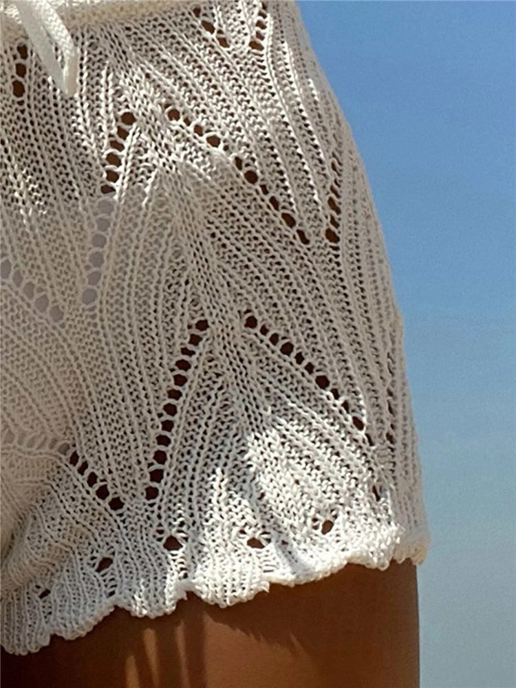 Shorts de playa estilo boho chic con cordón ajustable