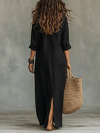 VALEN | Vestido Largo de Lino con Abertura, ideal para el día a día