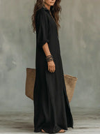 VALEN | Vestido Largo de Lino con Abertura, ideal para el día a día