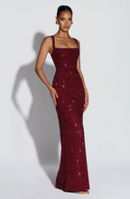 Rosa - Vestido largo con escote cuadrado