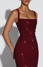 Rosa - Vestido largo con escote cuadrado