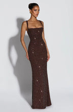 Rosa - Vestido largo con escote cuadrado