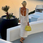 Vestido largo ajustado de punto con estilo isleño