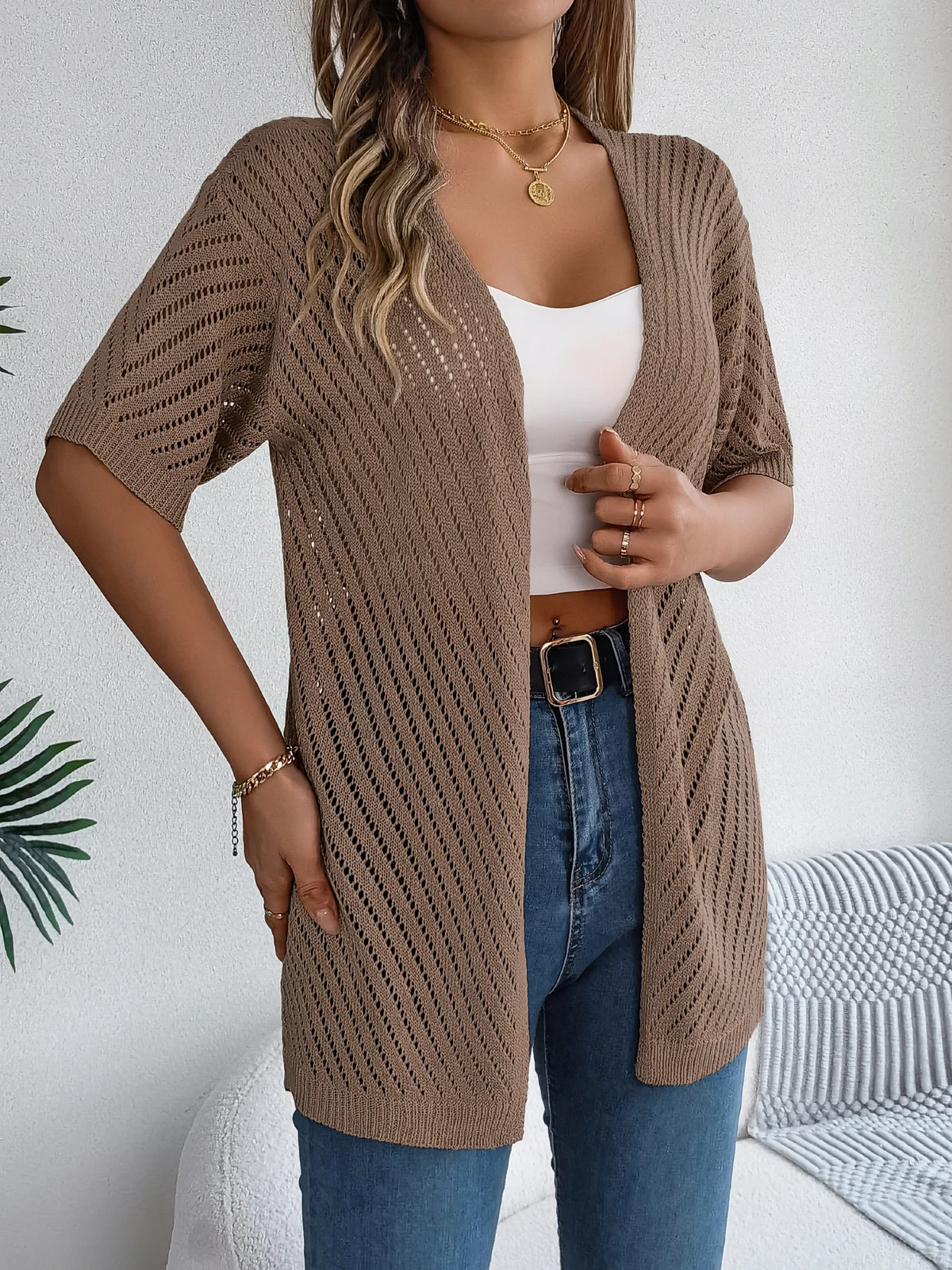 Cárdigan de Punto Chevron Breeze