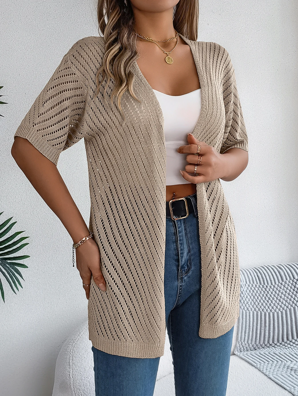 Cárdigan de Punto Chevron Breeze