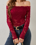 Blusa transparente con hombros al aire de Chateau