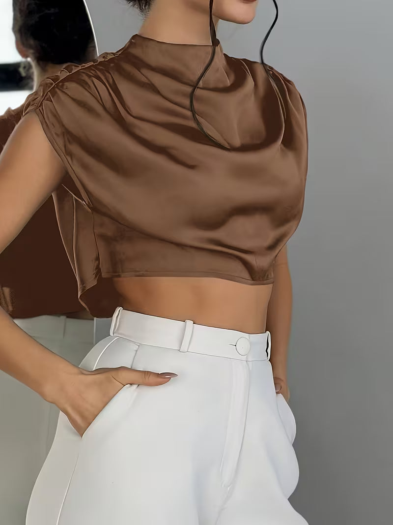 Blusa drapeada de satén Silque