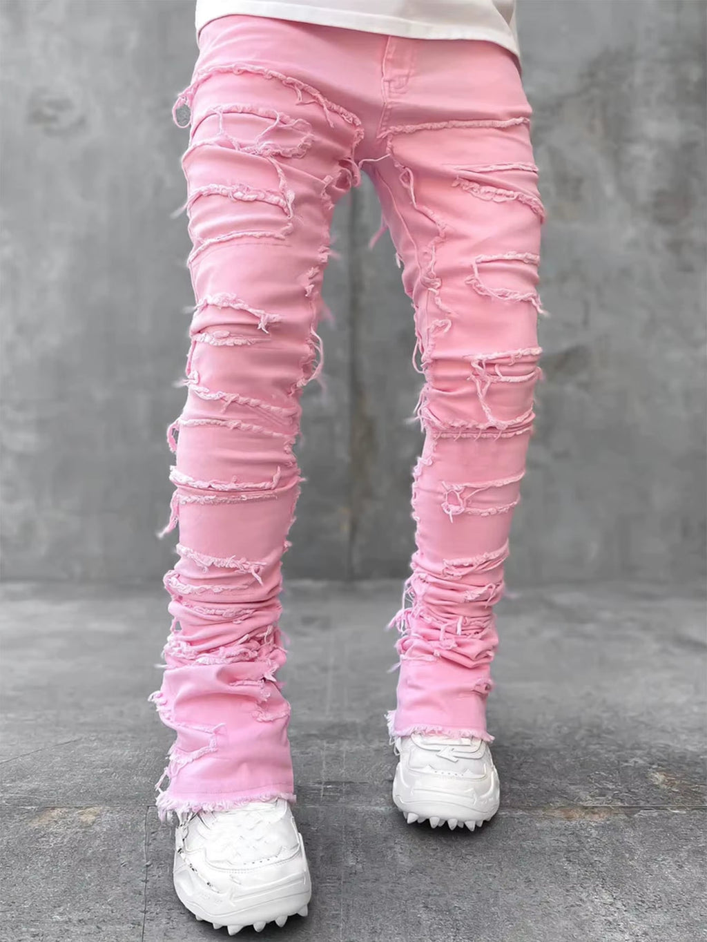 Pantalones vaqueros desgastados con efecto de capas