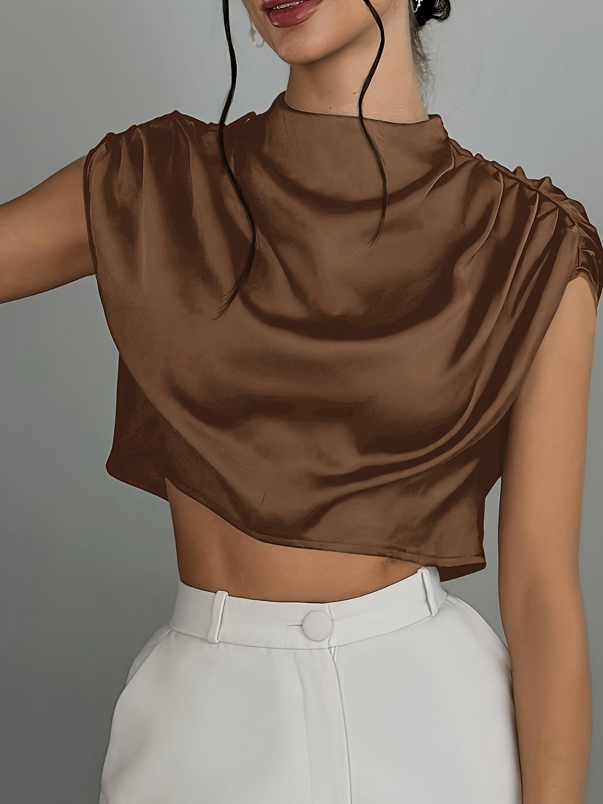 Blusa drapeada de satén Silque
