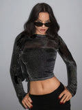 Top Cropped Metalizado Halo