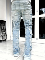Pantalones vaqueros desgastados con efecto de capas