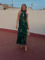 Aitana Vestido Maxi Halter con Volantes