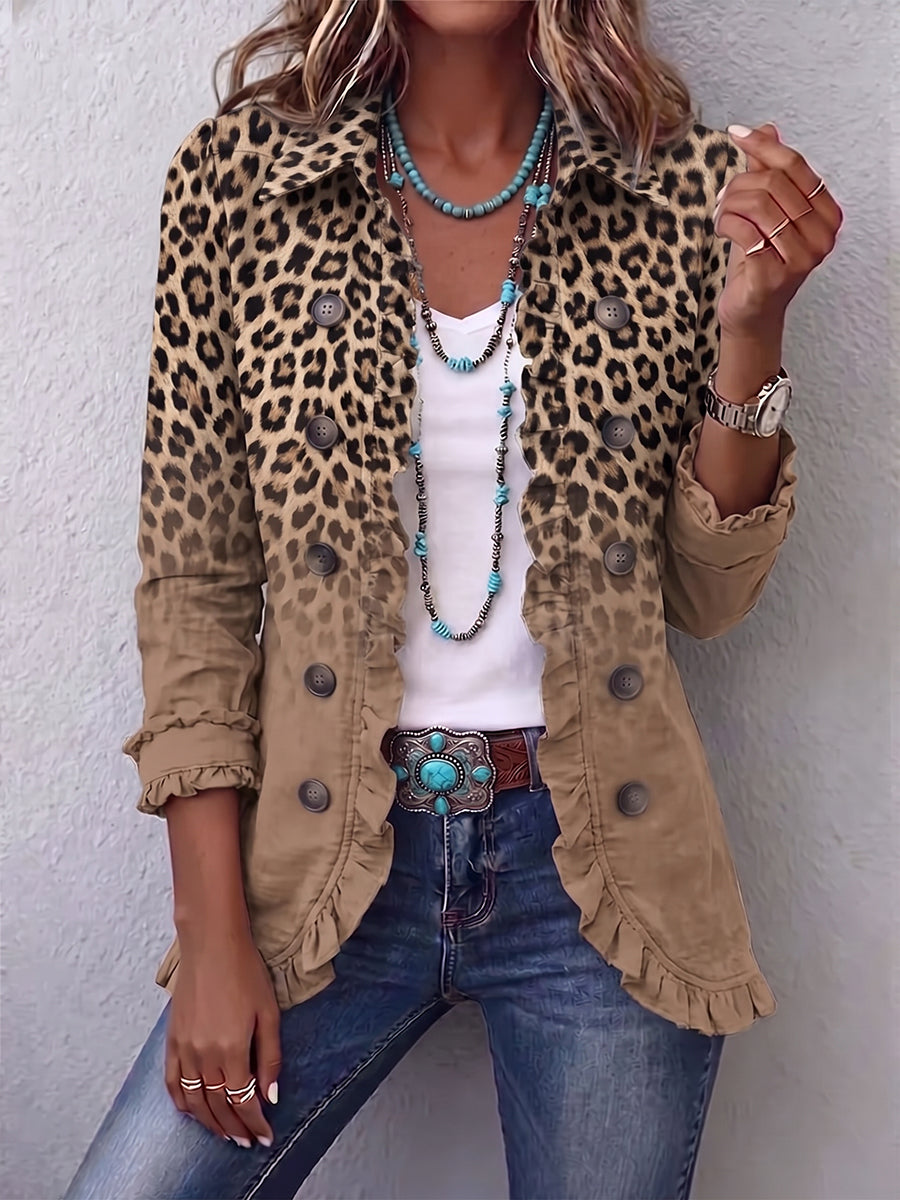 Tamara | Chaqueta con volantes y degradado de leopardo vintage