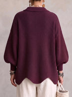 Isadora™ | Cárdigan oversize con cuello y botones metálicos grandes