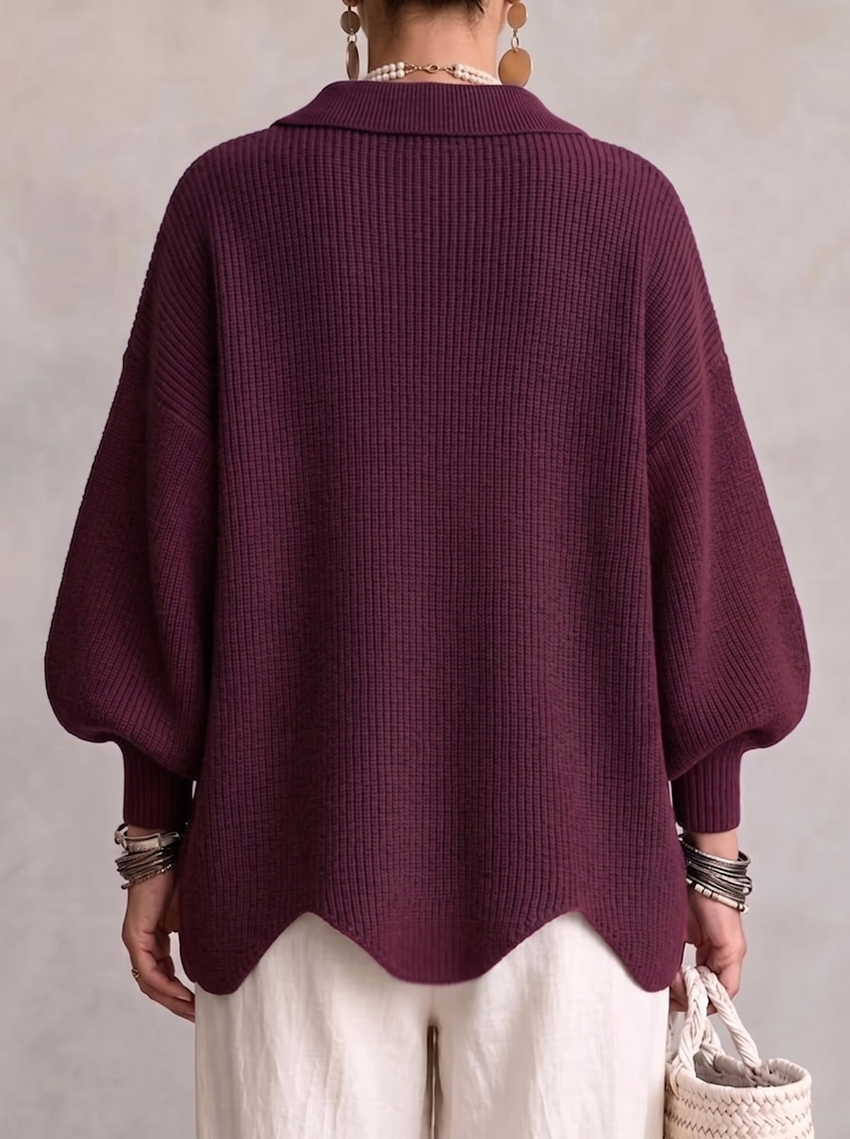 Isadora™ | Cárdigan oversize con cuello y botones metálicos grandes