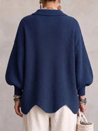 Isadora™ | Cárdigan oversize con cuello y botones metálicos grandes