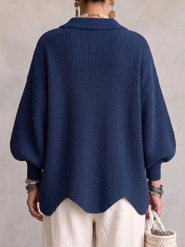 Isadora™ | Cárdigan oversize con cuello y botones metálicos grandes