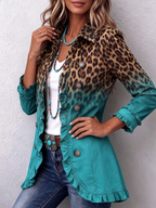 Elizabeth | Chaqueta blazer con volantes y efecto degradado de leopardo