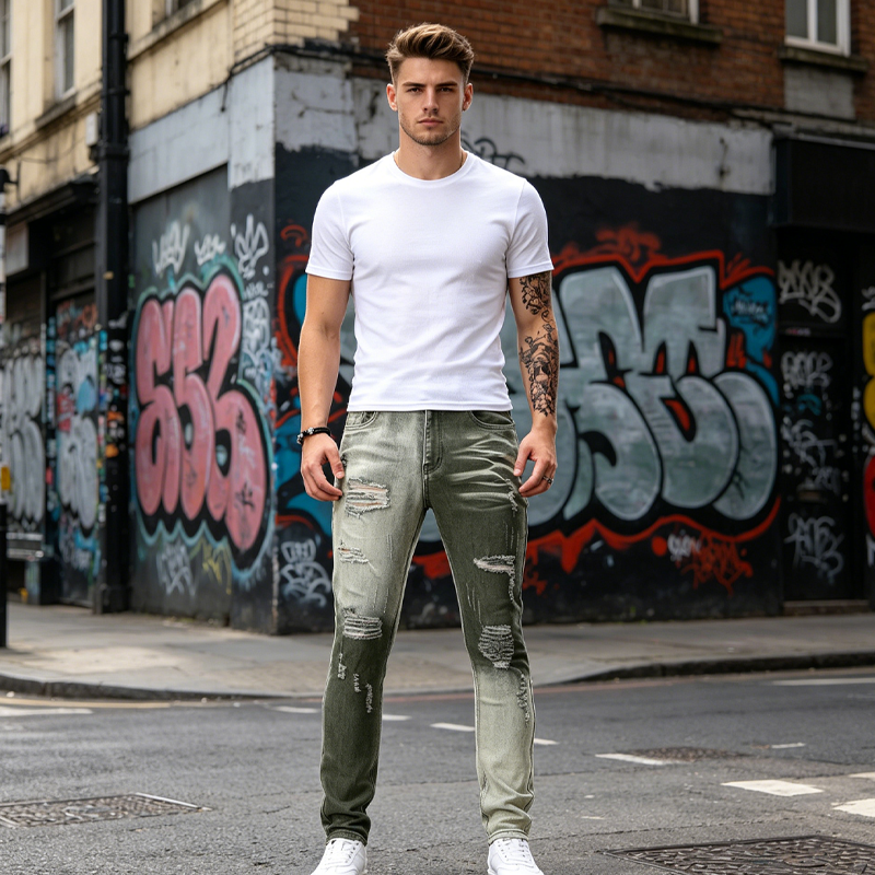Vaquero slim roto degradado para hombre