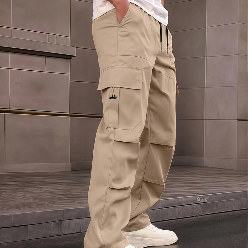 Pantalón cargo recto multibolsillos para hombre