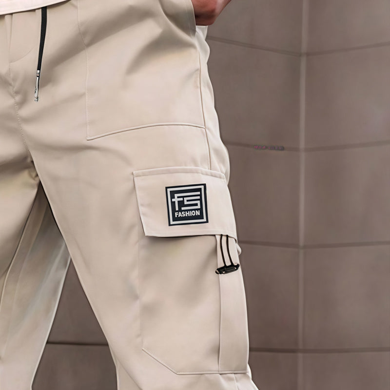 Pantalón cargo recto multibolsillos para hombre