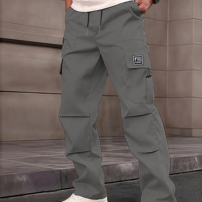 Pantalón cargo recto multibolsillos para hombre