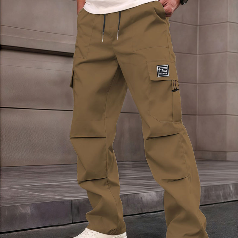 Pantalón cargo recto multibolsillos para hombre