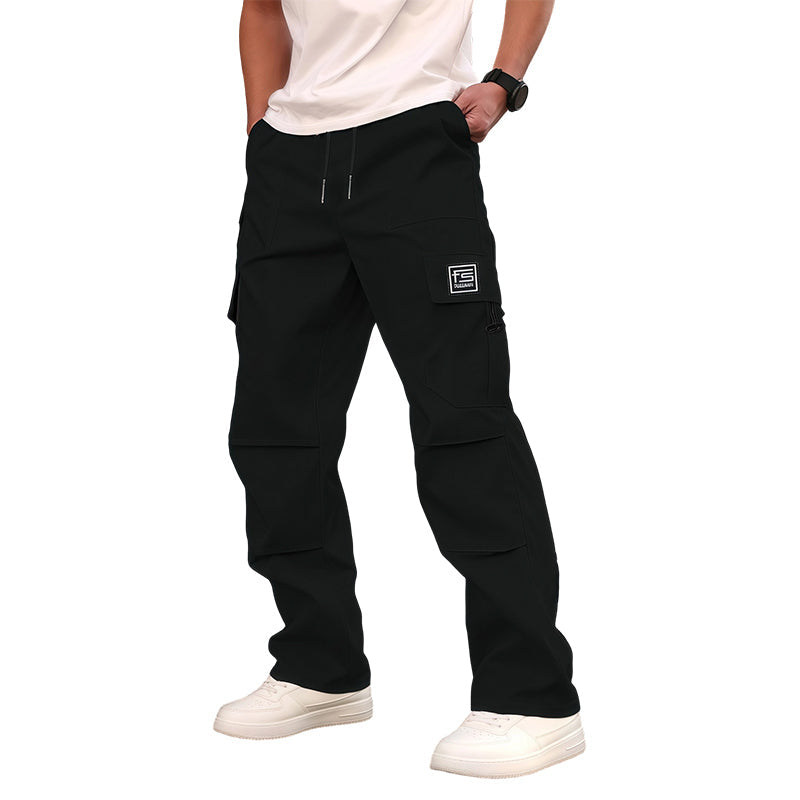 Pantalón cargo recto multibolsillos para hombre