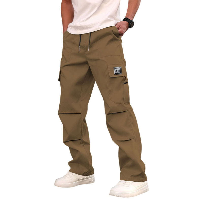 Pantalón cargo recto multibolsillos para hombre