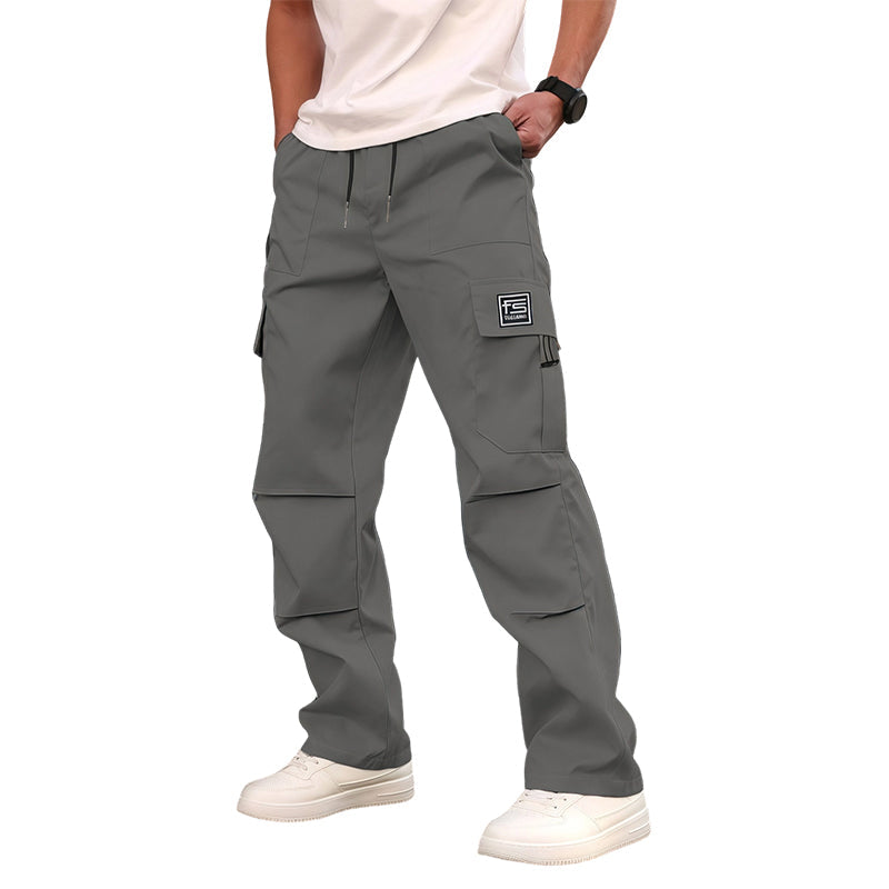 Pantalón cargo recto multibolsillos para hombre