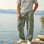 Pantalón cargo de algodón y lino para hombre