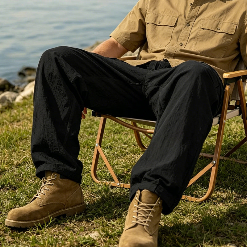 Pantalón cargo de algodón y lino para hombre